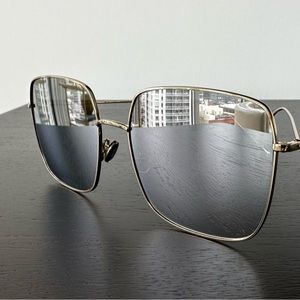 DIOR STELLAIRE SUNGLASSES | oversized, square, gold frame w/silver mirror lens